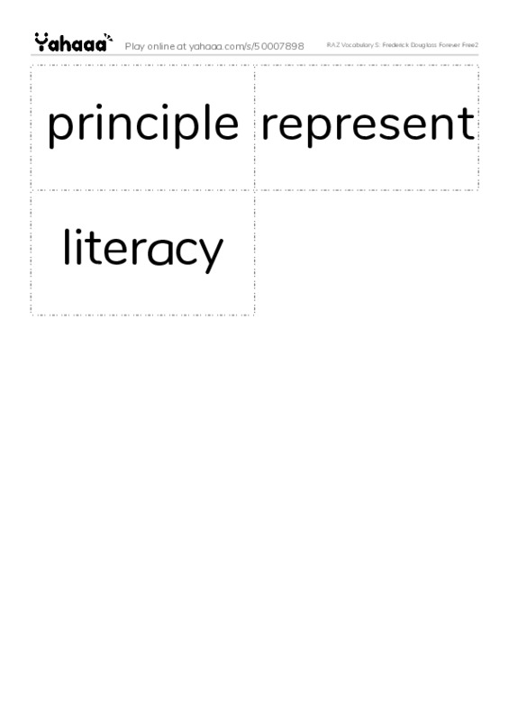 RAZ Vocabulary S: Frederick Douglass Forever Free2 PDF two columns flashcards