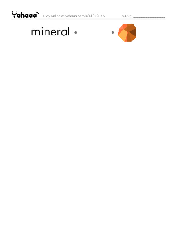 RAZ Vocabulary S: Gems Treasures from the Earth PDF link match words worksheet