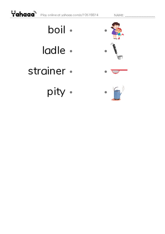 RAZ Vocabulary S: Lets Make Vegetable Soup PDF link match words worksheet