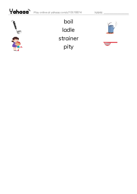 RAZ Vocabulary S: Lets Make Vegetable Soup PDF three columns match words