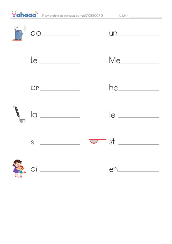 RAZ Vocabulary S: Lets Make Vegetable Soup PDF worksheet writing row