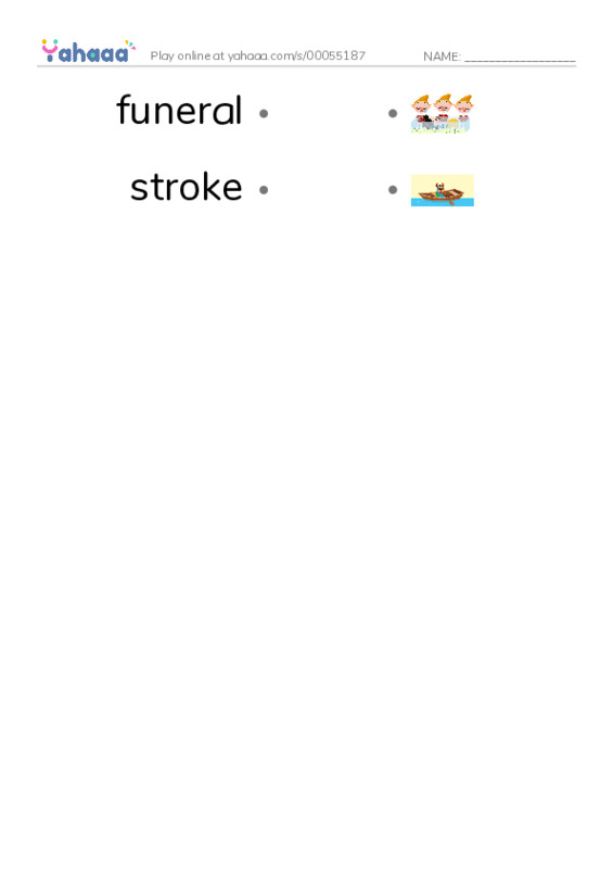 RAZ Vocabulary S: Losing Grandpa PDF link match words worksheet