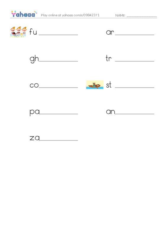 RAZ Vocabulary S: Losing Grandpa PDF worksheet writing row