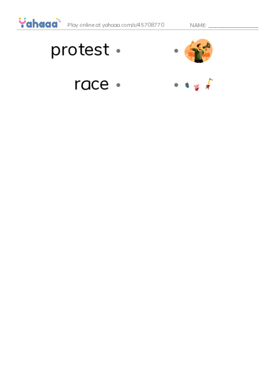 RAZ Vocabulary S: Martin Luther King Jr PDF link match words worksheet