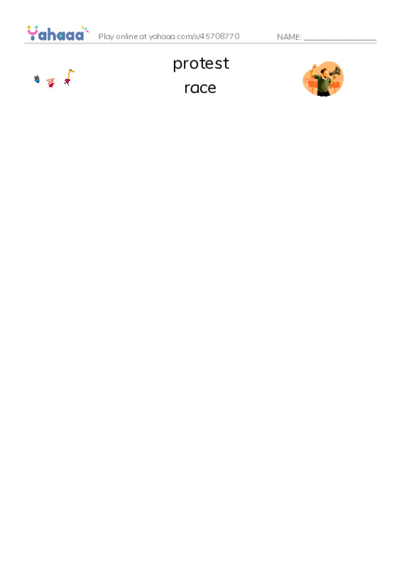 RAZ Vocabulary S: Martin Luther King Jr PDF three columns match words