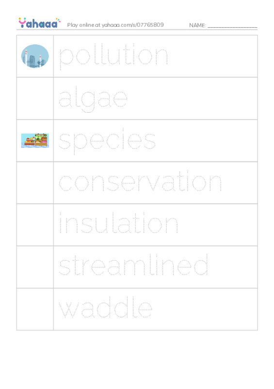 RAZ Vocabulary S: Penguins PDF one column image words