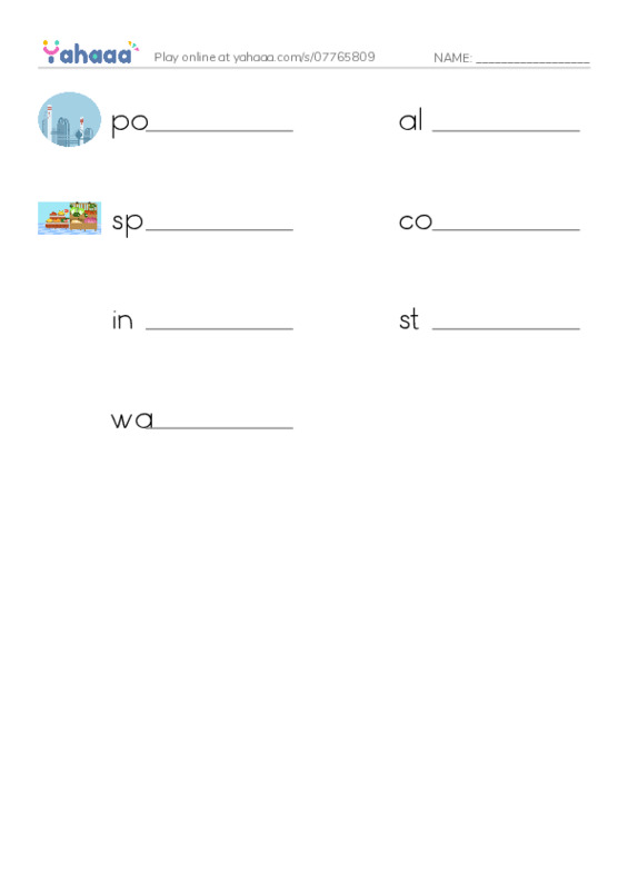 RAZ Vocabulary S: Penguins PDF worksheet writing row