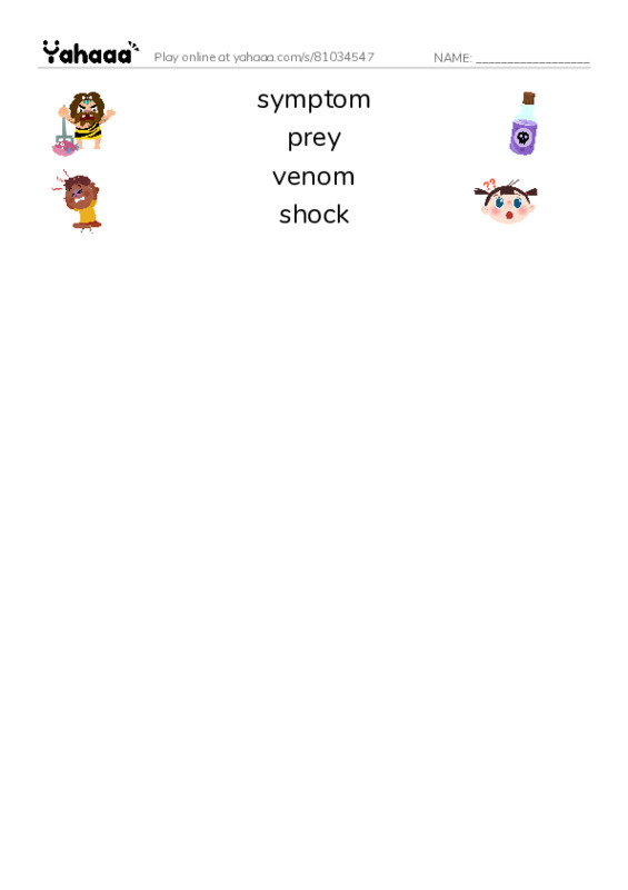 RAZ Vocabulary S: Snakebite PDF three columns match words