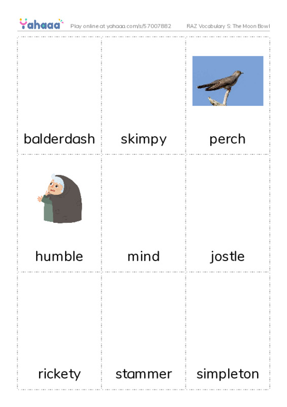 RAZ Vocabulary S: The Moon Bowl PDF flaschards with images