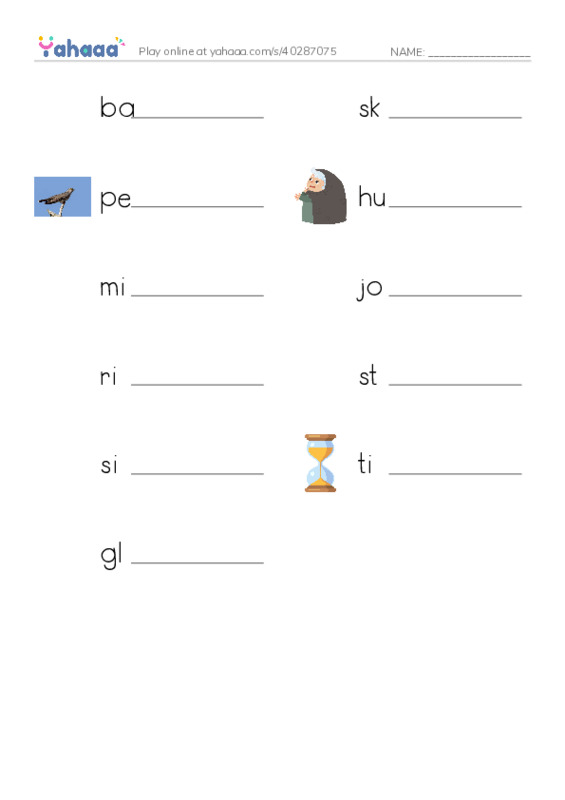 RAZ Vocabulary S: The Moon Bowl PDF worksheet writing row