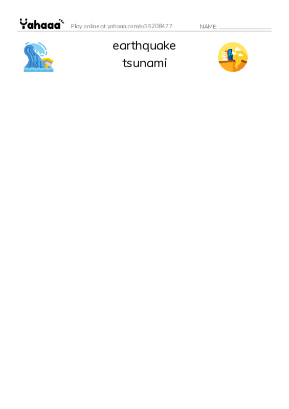 RAZ Vocabulary S: Tsunamis PDF three columns match words