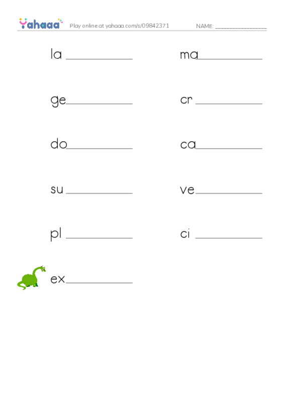 RAZ Vocabulary S: Volcanoes PDF worksheet writing row