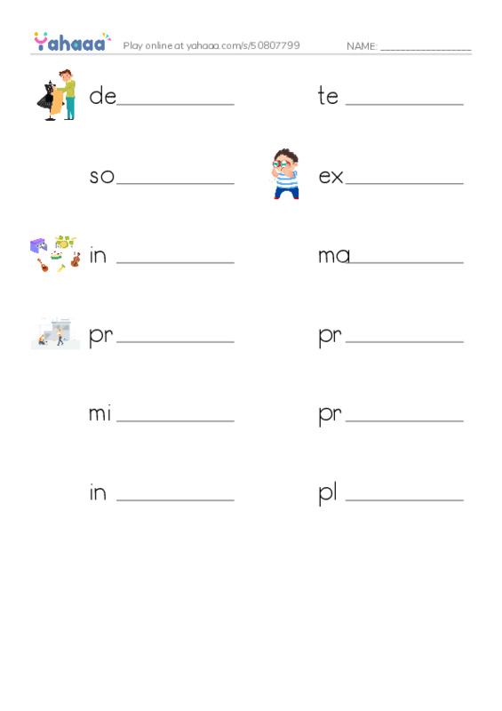 RAZ Vocabulary S: Voyagers in Space PDF worksheet writing row
