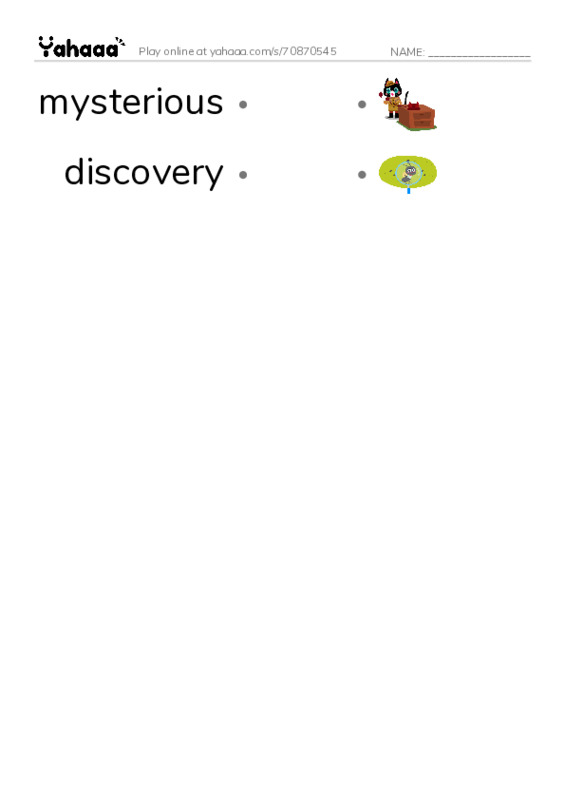RAZ Vocabulary S: What the Boys Found PDF link match words worksheet