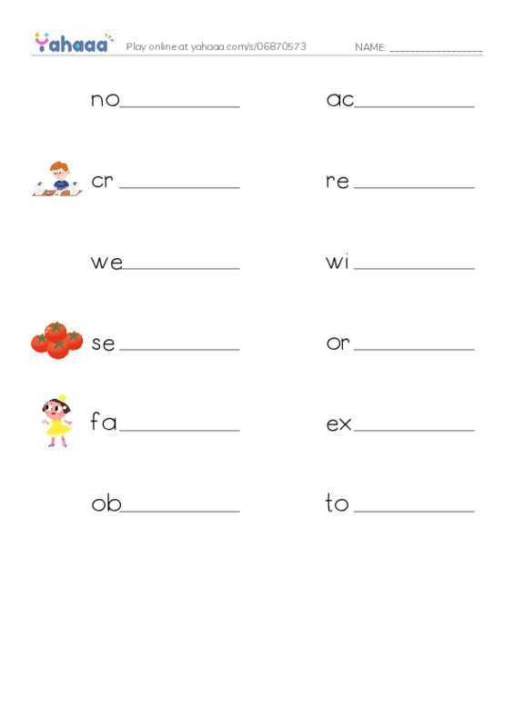 RAZ Vocabulary S: Wild and Wacky World of Wigs PDF worksheet writing row