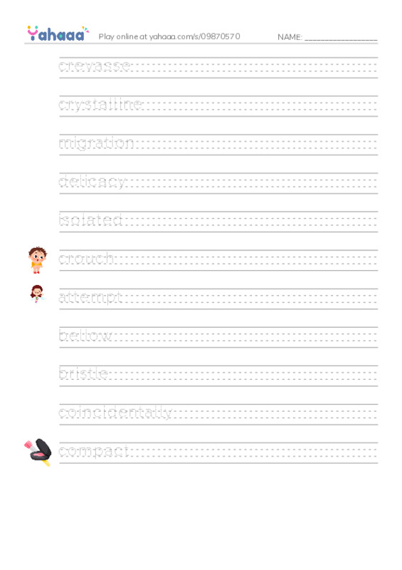 RAZ Vocabulary S: Woolly and Fang PDF write between the lines worksheet