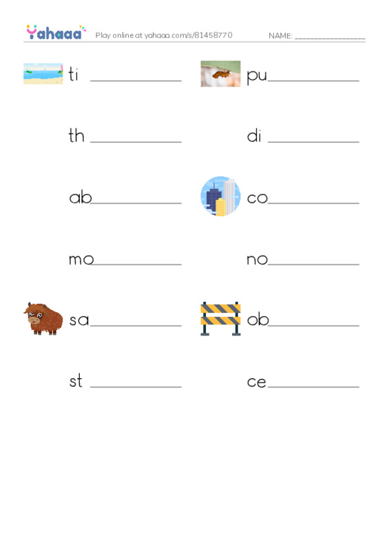 RAZ Vocabulary T: Ants in My Bed PDF worksheet writing row