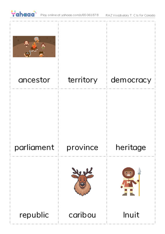 RAZ Vocabulary T: C Is for Canada PDF flaschards with images