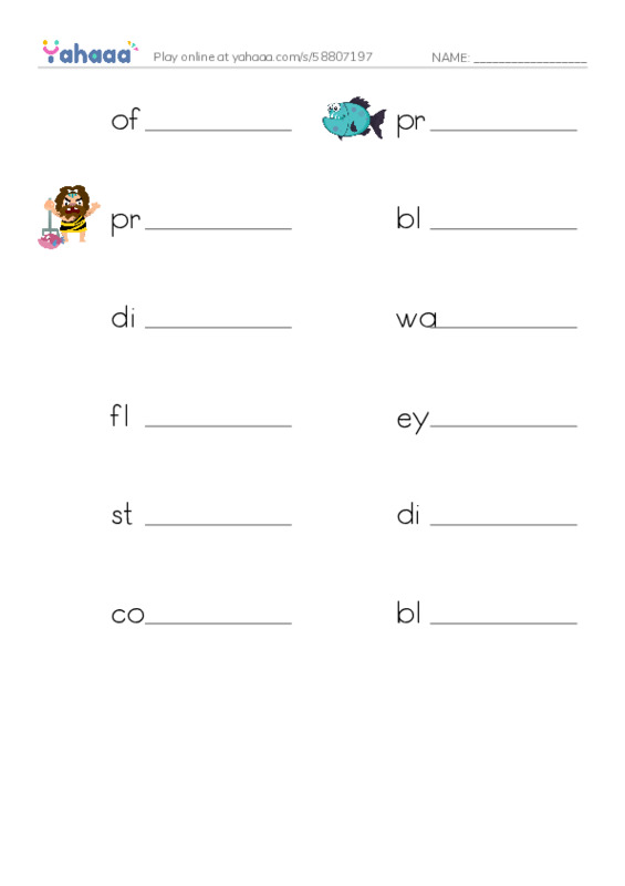 RAZ Vocabulary T: Camouflage PDF worksheet writing row