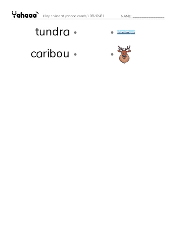 RAZ Vocabulary T: Caribou Man PDF link match words worksheet