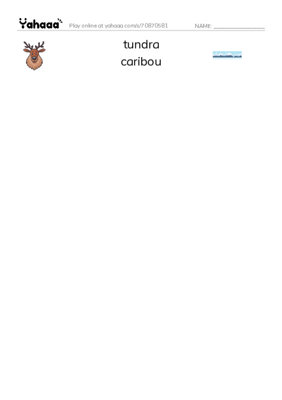 RAZ Vocabulary T: Caribou Man PDF three columns match words