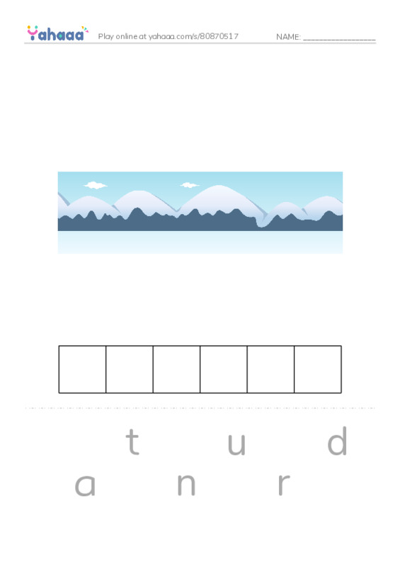 RAZ Vocabulary T: Caribou Man PDF word puzzles worksheet