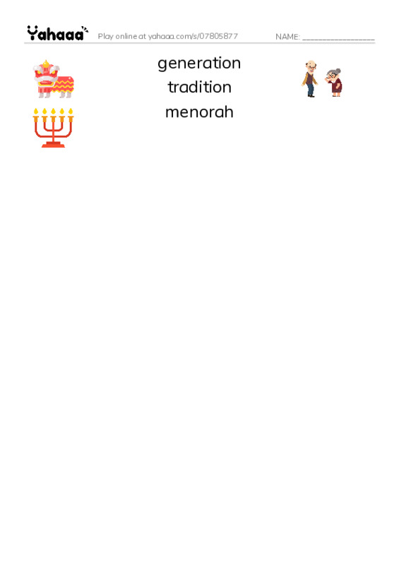 RAZ Vocabulary T: Holidays Around the World PDF three columns match words