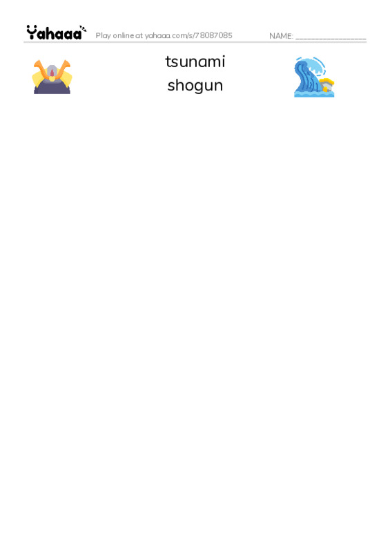 RAZ Vocabulary T: Japan PDF three columns match words