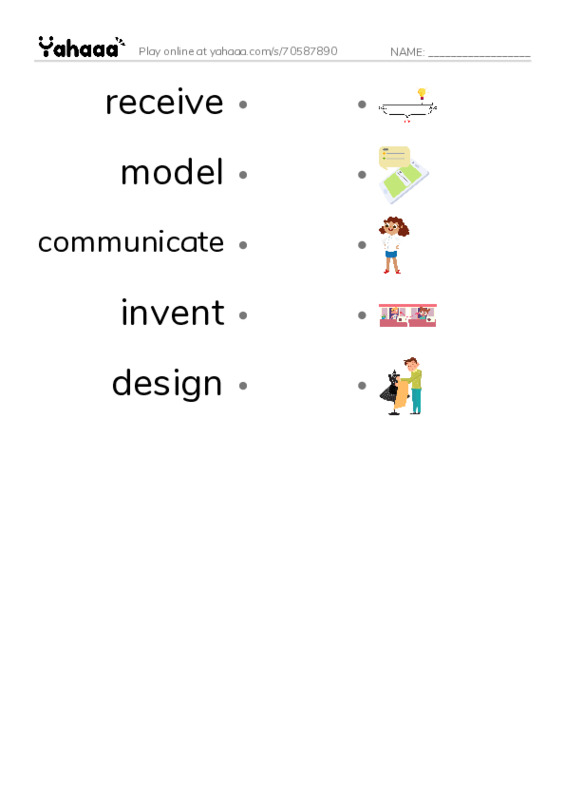 RAZ Vocabulary T: Kid Inventors PDF link match words worksheet
