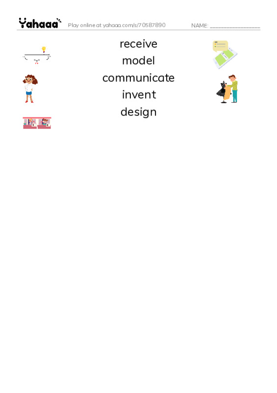 RAZ Vocabulary T: Kid Inventors PDF three columns match words