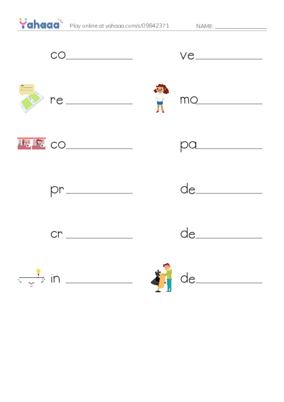 RAZ Vocabulary T: Kid Inventors PDF worksheet writing row