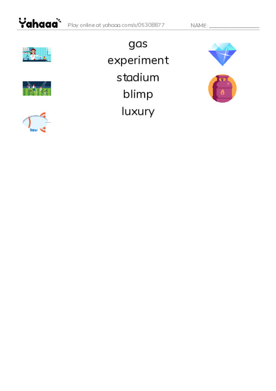 RAZ Vocabulary T: Lighter Than Air PDF three columns match words