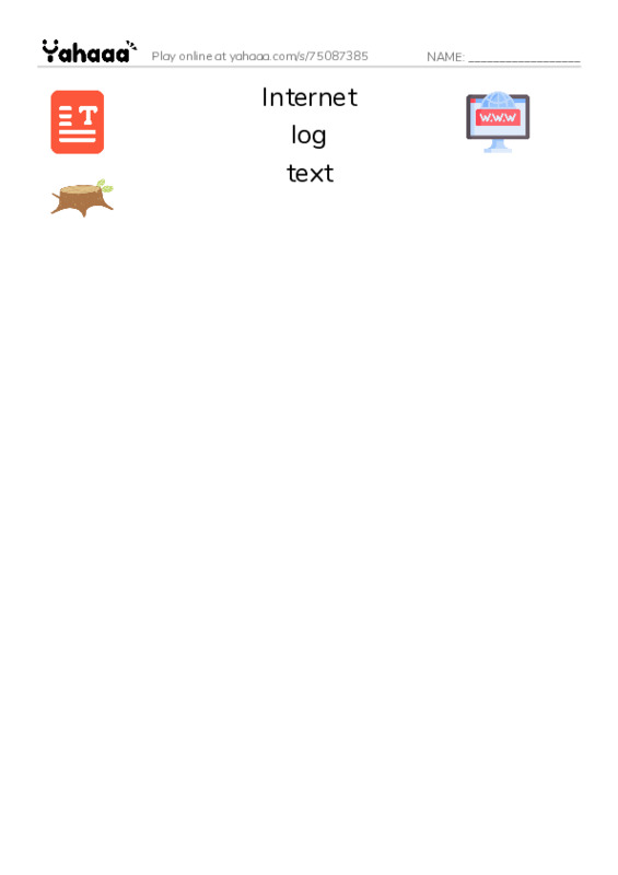 RAZ Vocabulary T: My Secret Internet Friend PDF three columns match words