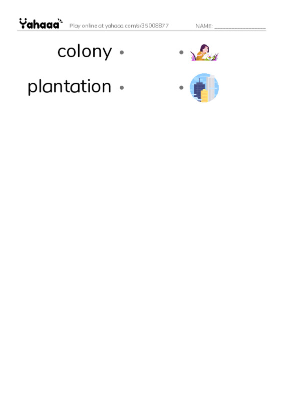 RAZ Vocabulary T: Remembering the Alamo PDF link match words worksheet