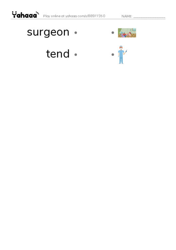 RAZ Vocabulary T: Sallys Secret Ambition PDF link match words worksheet