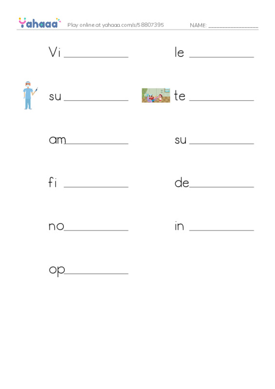 RAZ Vocabulary T: Sallys Secret Ambition PDF worksheet writing row