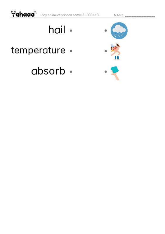 RAZ Vocabulary T: Severe Weather PDF link match words worksheet
