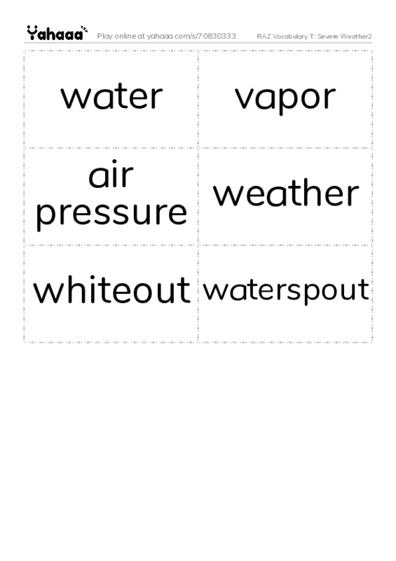 RAZ Vocabulary T: Severe Weather2 PDF two columns flashcards