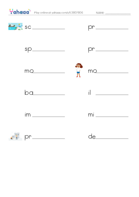 RAZ Vocabulary T: Special Effects PDF worksheet writing row