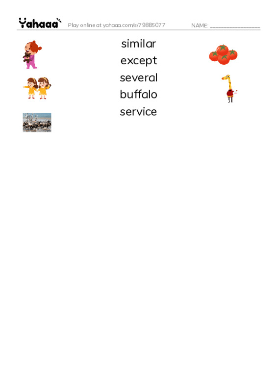 RAZ Vocabulary T: The Buffalo Soldiers PDF three columns match words