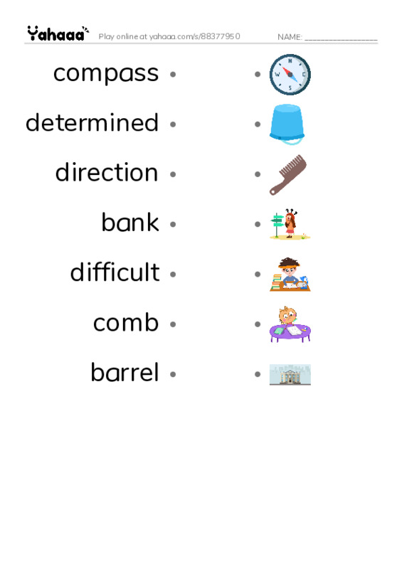 RAZ Vocabulary T: The Return to the Hollow Part II PDF link match words worksheet