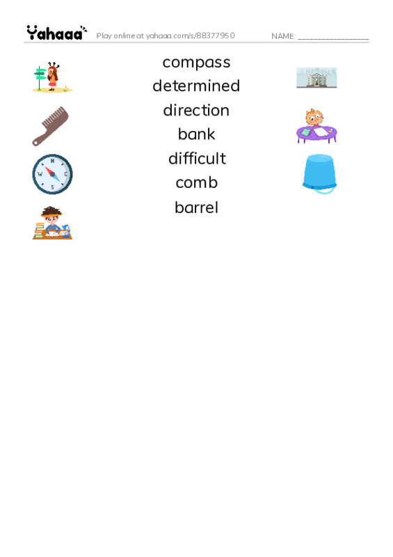 RAZ Vocabulary T: The Return to the Hollow Part II PDF three columns match words