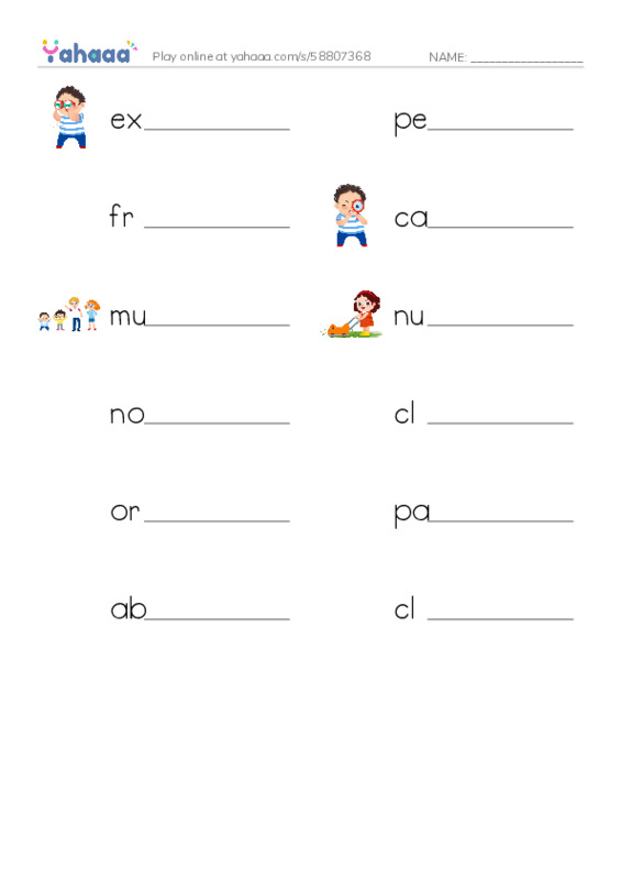 RAZ Vocabulary T: The Return to the Hollow Part III PDF worksheet writing row