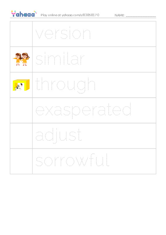 RAZ Vocabulary T: The Return to the Hollow Part III2 PDF one column image words