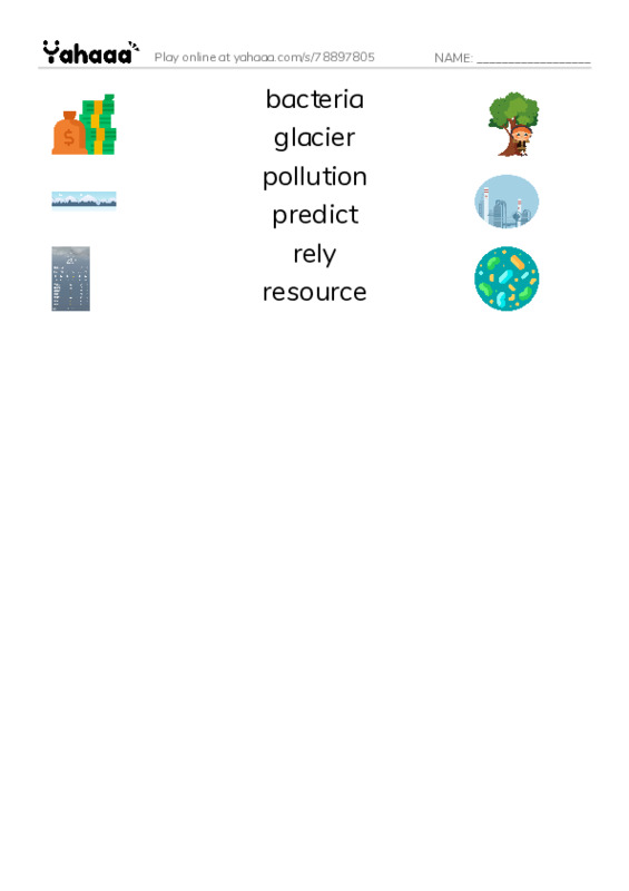 RAZ Vocabulary T: What is Water Worth PDF three columns match words