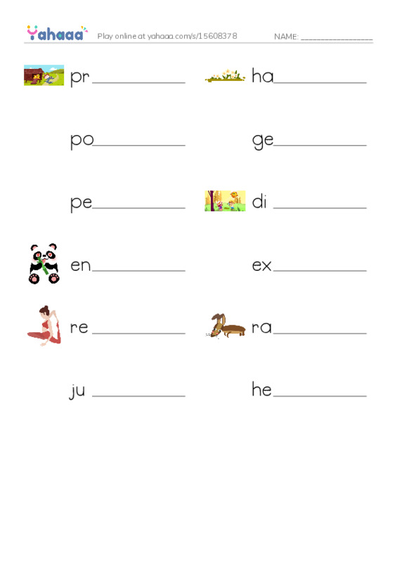 RAZ Vocabulary U: Animal Discoveries PDF worksheet writing row
