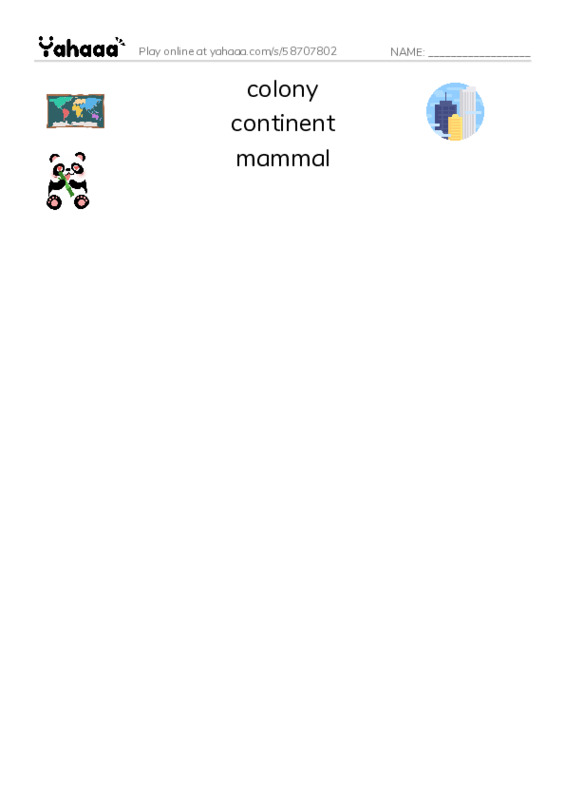 RAZ Vocabulary U: Australia PDF three columns match words