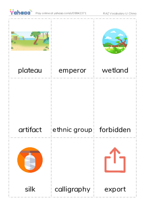 RAZ Vocabulary U: China PDF flaschards with images