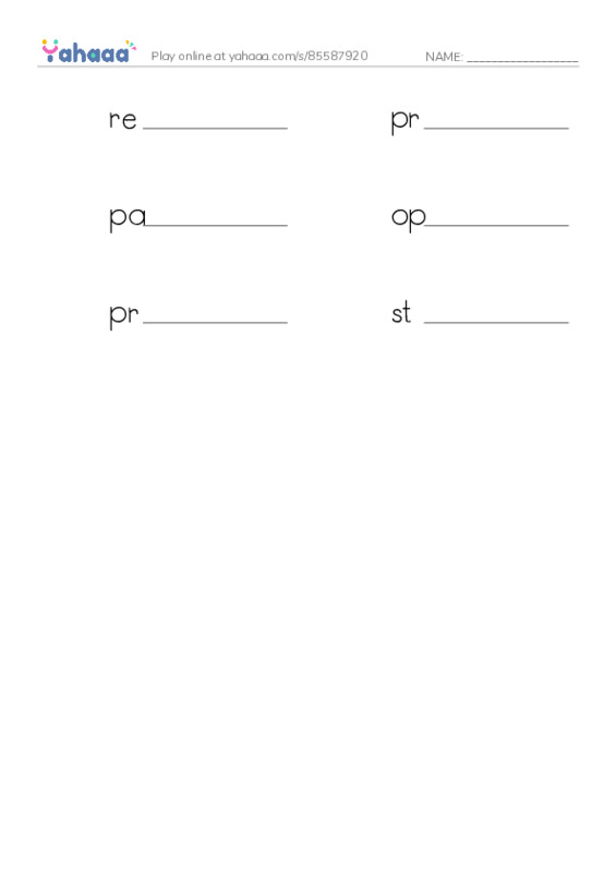 RAZ Vocabulary U: Dawn of the Doughnut2 PDF worksheet writing row
