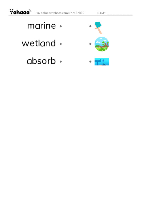 RAZ Vocabulary U: Deep Trouble The Gulf Coast Oil Spill PDF link match words worksheet